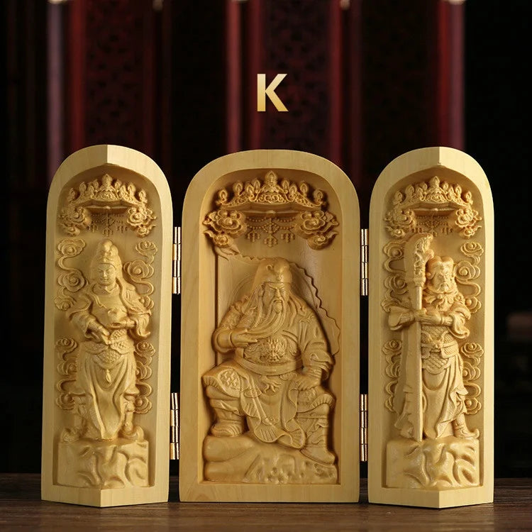 Three Saints Wooden Sculpture - Western Craftsmanship and Detail