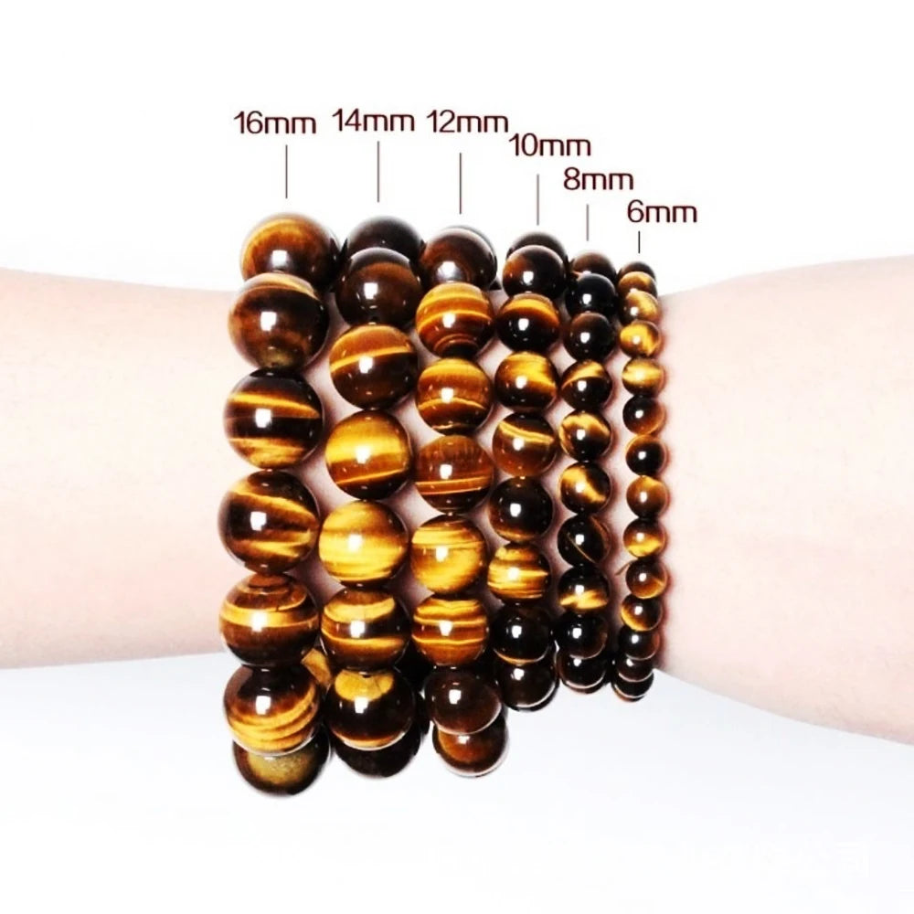 Fashion Tiger Eye Bracelet Men and Women Charm Natural Stone Jewelry Healing Buddha Elastic Rope Couple Crystal Bead Bracelet