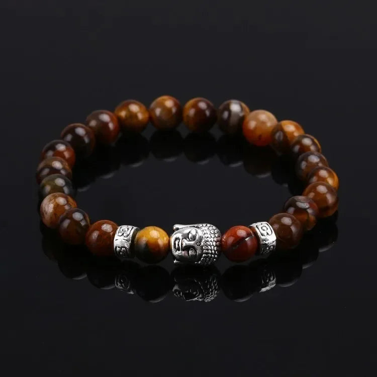 Tiger Eye Lava Stone Bead Buddha Bracelet Jewelry Yoga Prayer Bracelets Men Women Lucky Jewelry