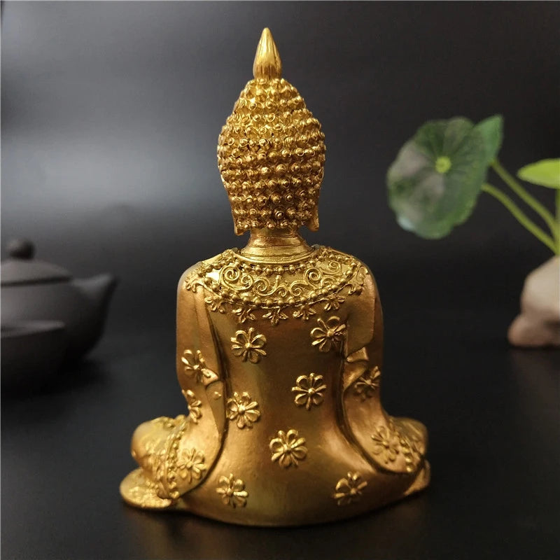 Golden Thailand Buddha Statue Home Garden Decoration Meditation Buddha Sculpture Hindu Fengshui Figurines Ornaments Crafts