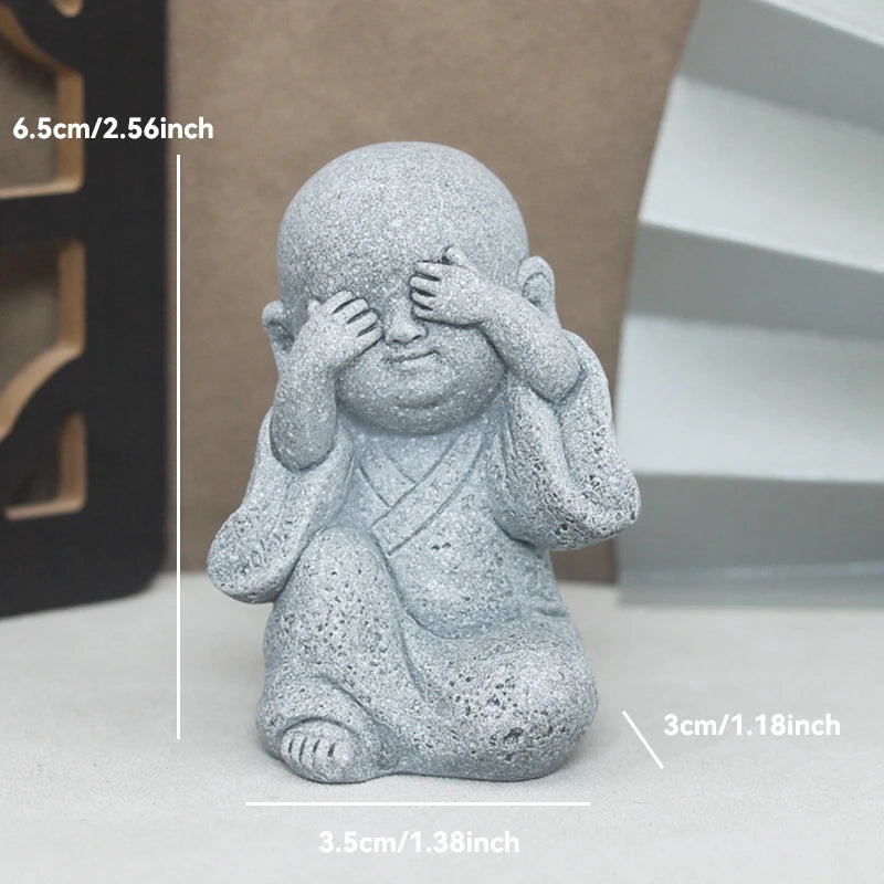 Little Buddhist Monks Tibetan Buddhism Figurines Buddha Stone Statue Garden Car Ornament Meditation Home Aquarium Decoration