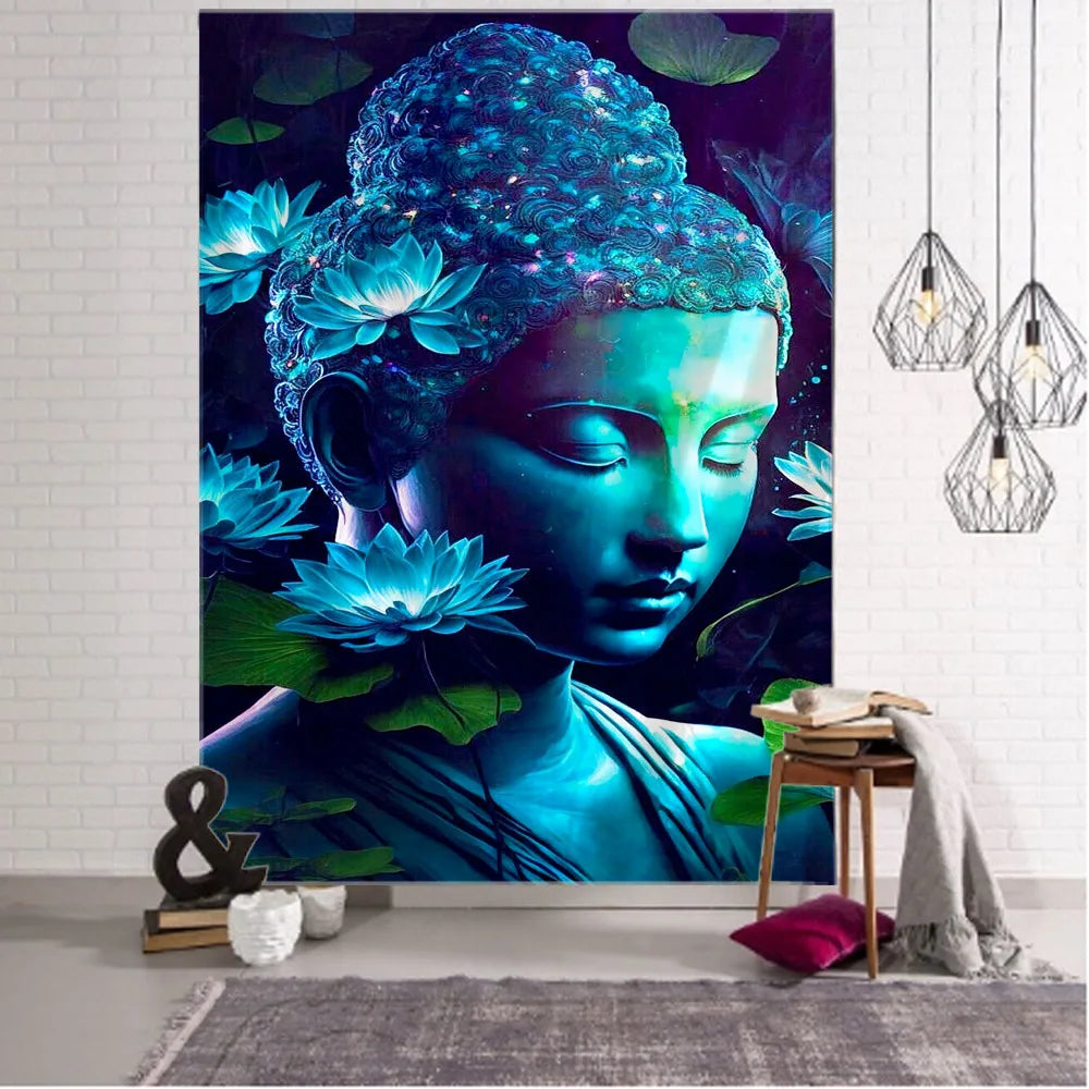 Buddha art tapestry Bohemian mandala home decoration wall hanging cloth outdoor sleeping blanket bed sheets room wall decoration