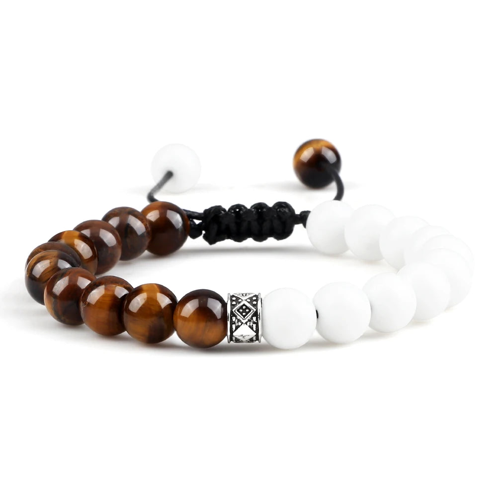 8mm Men Women Fire Agates Onyx Beads Bracelet Bangles Healing Natural Stone Chakra Prayer Charm Buddha Adjustable Jewelry Gifts