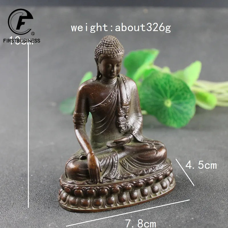 Antique Copper Shakyamuni Buddha Statue Brass Handmade Buddhism Sculpture Hindu Feng Shui Figurines Meditation Home Decorations