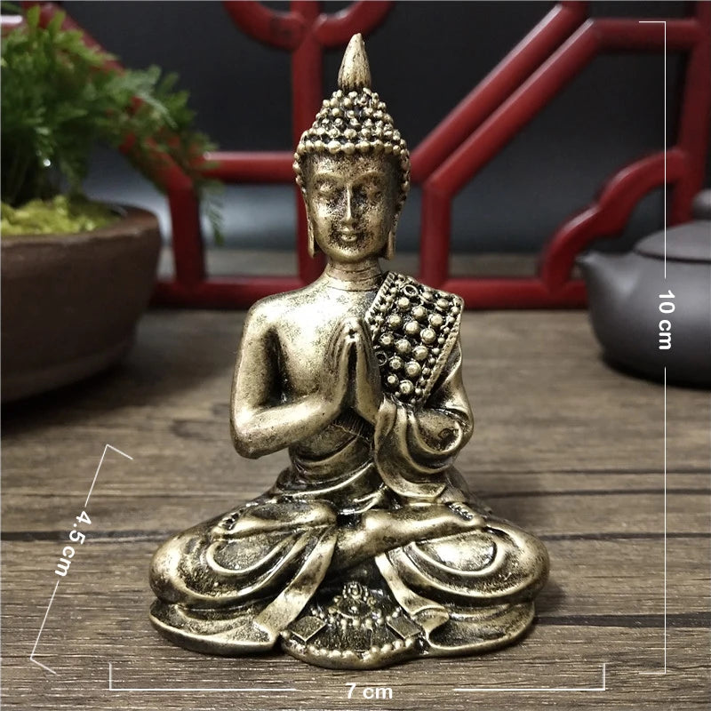 Golden Thailand Buddha Statue Home Garden Decoration Meditation Buddha Sculpture Hindu Fengshui Figurines Ornaments Crafts