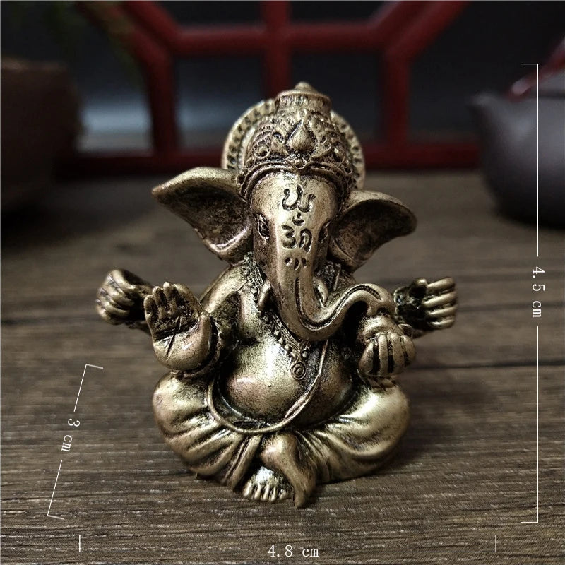 Gold Lord Ganesha Buddha Statue Elephant God Sculptures Ganesh Figurines Man-made Stone Home Garden Buddha Decoration Statues