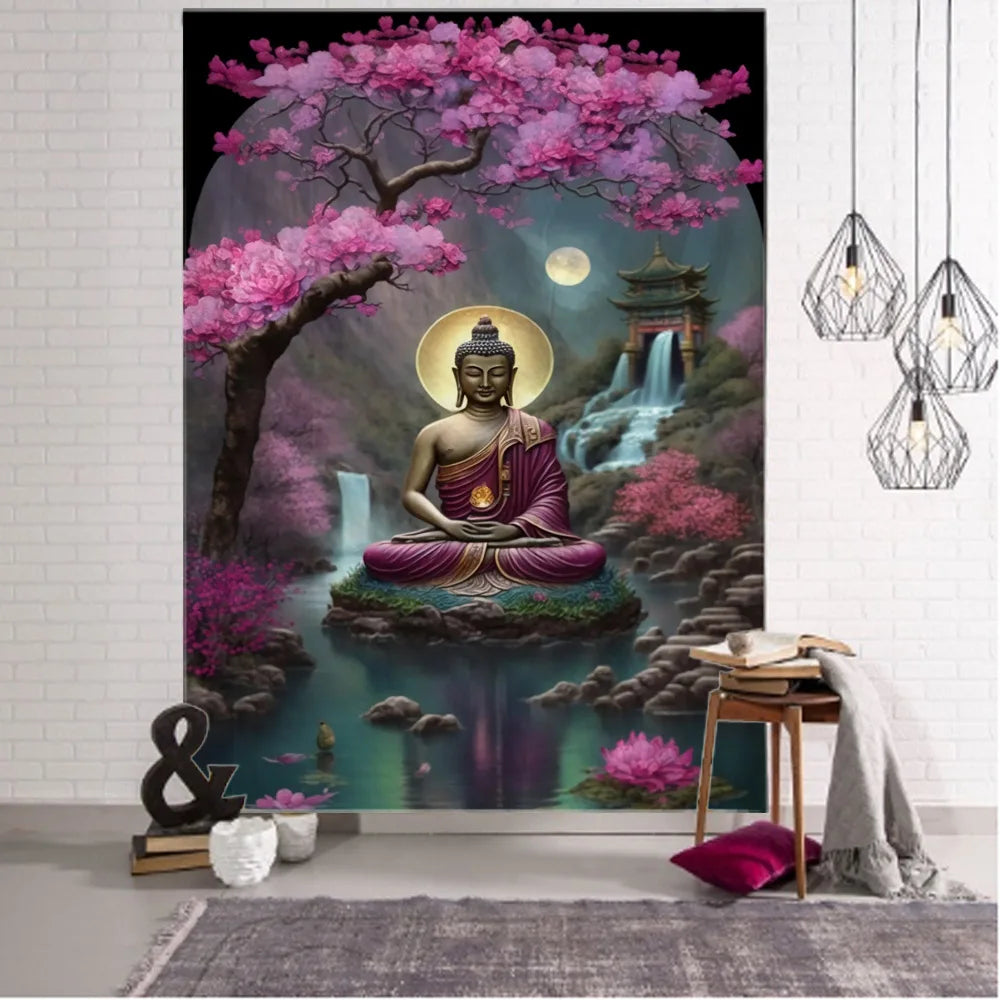 Buddha art tapestry Bohemian mandala home decoration wall hanging cloth outdoor sleeping blanket bed sheets room wall decoration