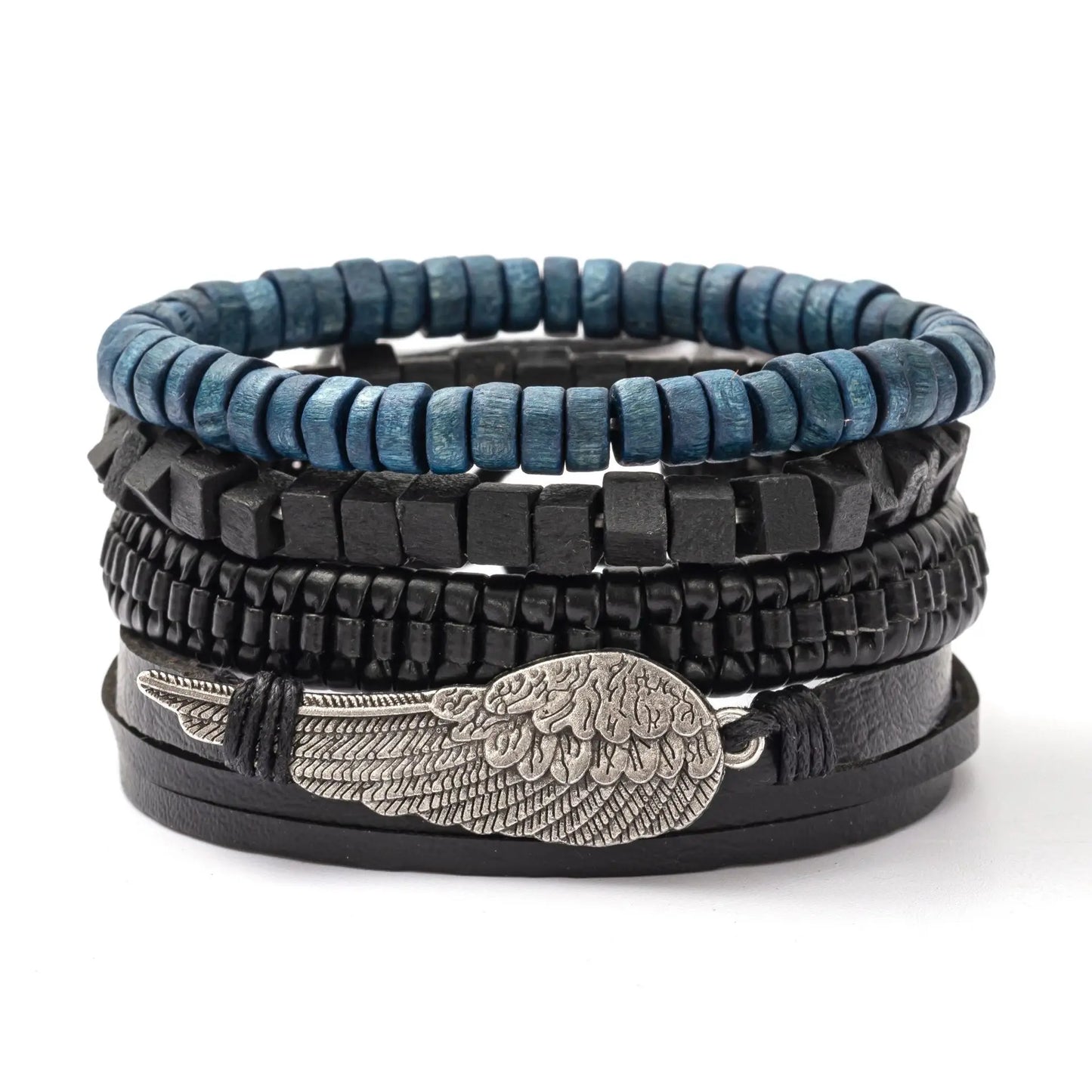 Wholesale Best-selling Multi-layer Buddha Bead Beaded Bracelets Men's Retro Style Multi-layer Elastic Thread Adjustable Wooden