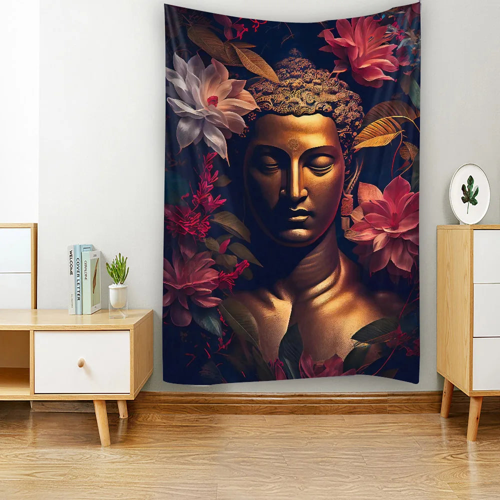 Buddha art tapestry Bohemian mandala home decoration wall hanging cloth outdoor sleeping blanket bed sheets room wall decoration