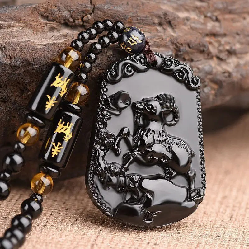 Black Obsidian 12 Zodiac Pendants - Unique Protection for Your Star Sign