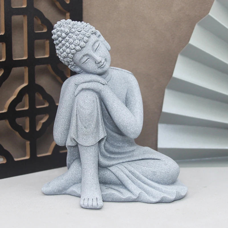 Little Buddhist Monks Tibetan Buddhism Figurines Buddha Stone Statue Garden Car Ornament Meditation Home Aquarium Decoration