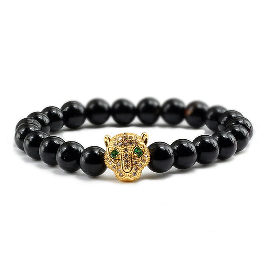 12 Style Bracelet Men Black Lava Healing Balance Beads Reiki Buddha Prayer Natural Stone Yoga Bracelet For Women Leopard Head