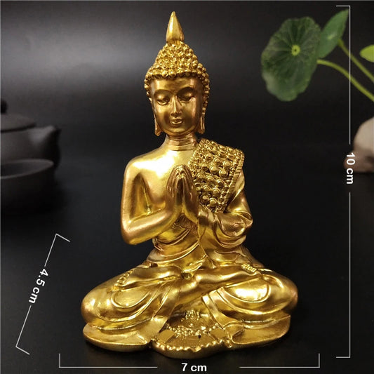 Golden Thailand Buddha Statue Home Garden Decoration Meditation Buddha Sculpture Hindu Fengshui Figurines Ornaments Crafts