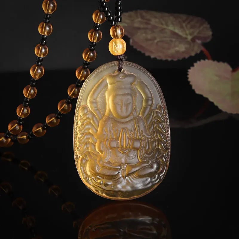 Matte Crystal Sakyamuni Buddha Amulet - Embrace Tranquility and Wisdom