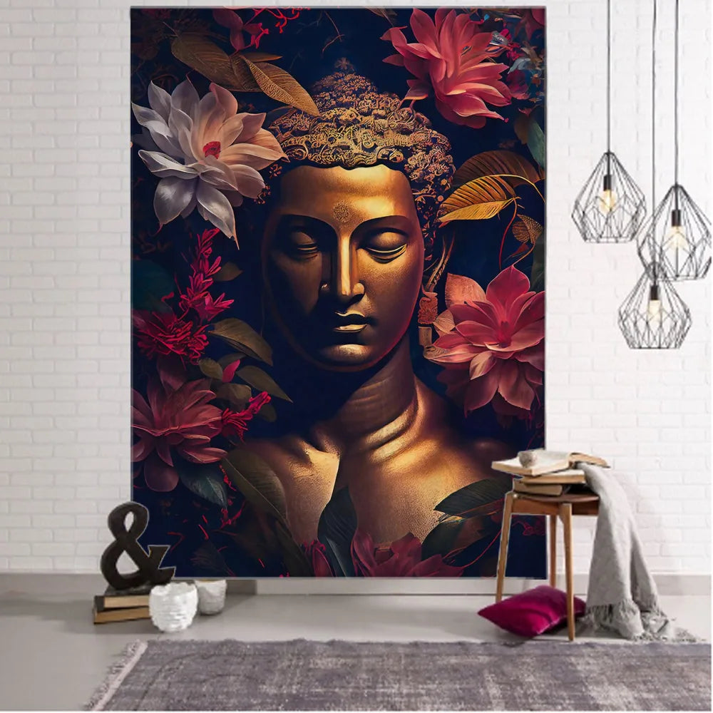 Buddha art tapestry Bohemian mandala home decoration wall hanging cloth outdoor sleeping blanket bed sheets room wall decoration