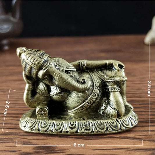 Bronze Color Ganesha Buddha Statue Ornaments Fengshui Ganesh Indian Elephant God Sculptures Figurines For Home Garden Decoration