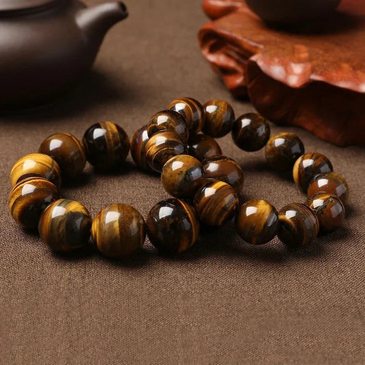 Fashion Tiger Eye Bracelet Men and Women Charm Natural Stone Jewelry Healing Buddha Elastic Rope Couple Crystal Bead Bracelet