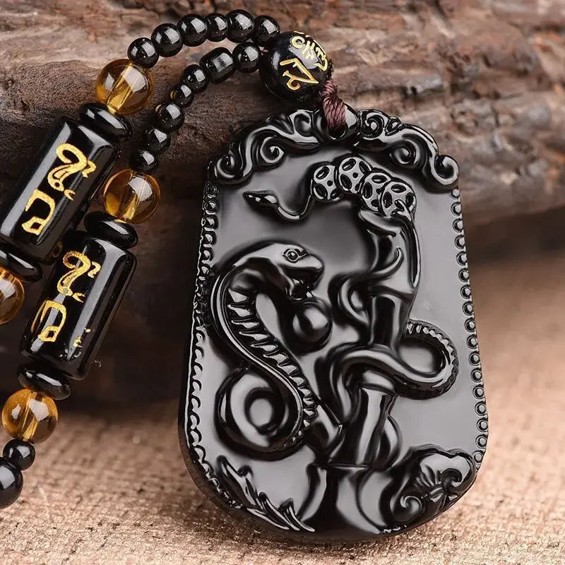 Hand-Carved Obsidian Money Buddha Necklace - Attract Prosperity and Fortune