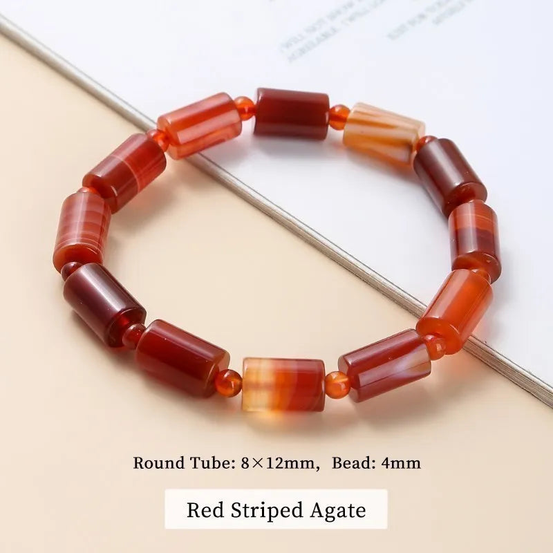 JD Genuine Natural Coffee Lace Agate Bracelet Women Handmade Tibetan Buddha Hand String Tube Rosary Prayer Charm Yoga Bangles