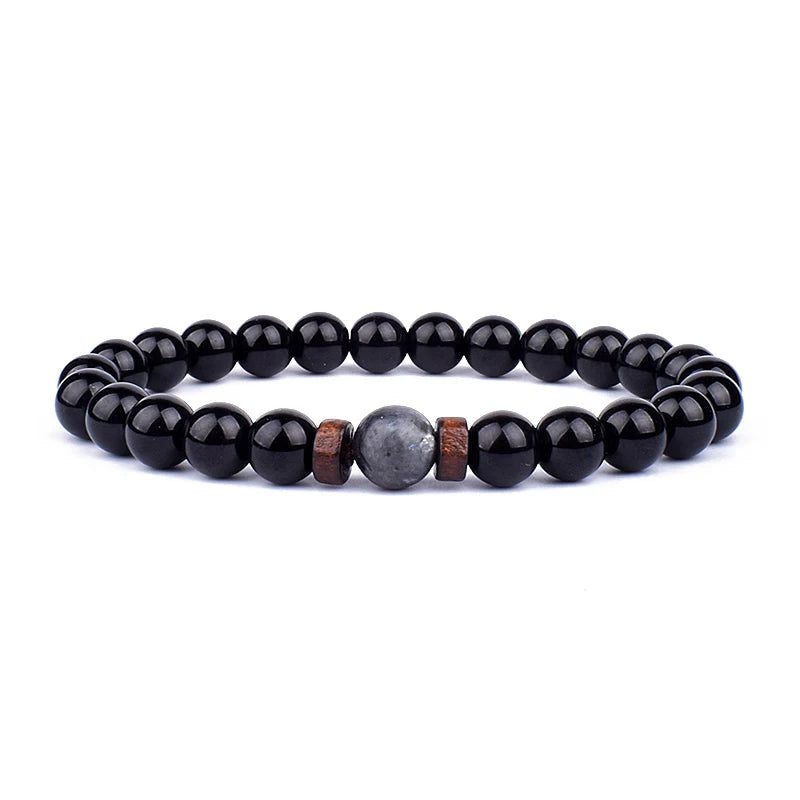 Volcanic Stone Bracelet for Men Lava Wooden 8mm Beads Bracelet Tibetan Buddha Wrist Chain Women Men Jewelry Gift New Bracelets