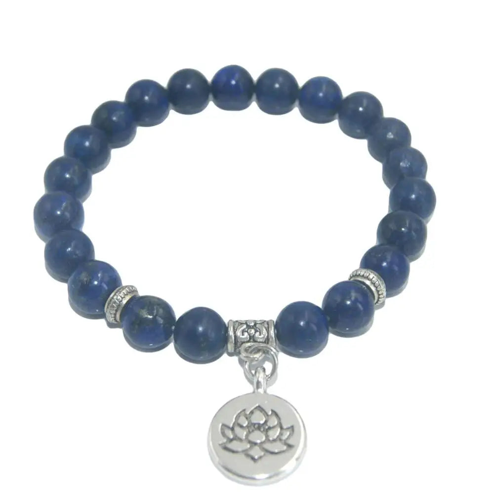 Natural Stone Lotus Buddha Beads Amethysts Agates Lapis lazuli Tiger Eye Turquoises Bracelet For Women Men Yoga bracelet Femme