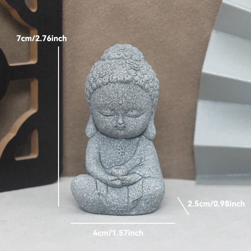 Little Buddhist Monks Tibetan Buddhism Figurines Buddha Stone Statue Garden Car Ornament Meditation Home Aquarium Decoration