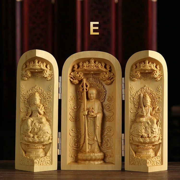 Three Saints Wooden Sculpture - Western Craftsmanship and Detail