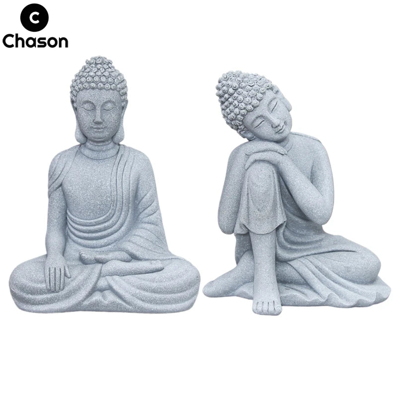 Little Buddhist Monks Tibetan Buddhism Figurines Buddha Stone Statue Garden Car Ornament Meditation Home Aquarium Decoration