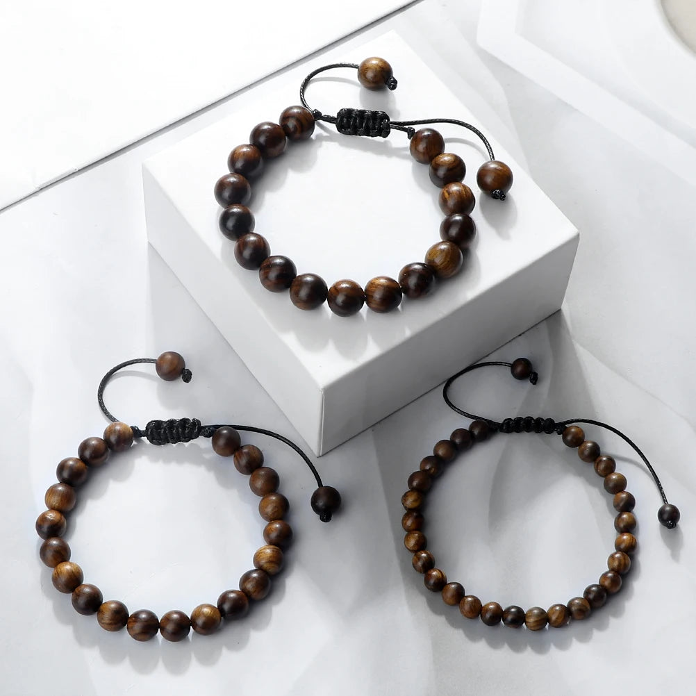 Buddha 6/8/10mm Wooden Beads Vintage Handmade Bracelets Prayer Black Rosewood Bracelet Men Women Yoga Meditation Pulsera Jewelry