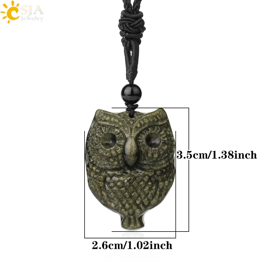 Obsidian Natural Stone Necklace - Wolf Buddha Sculpture for Strength