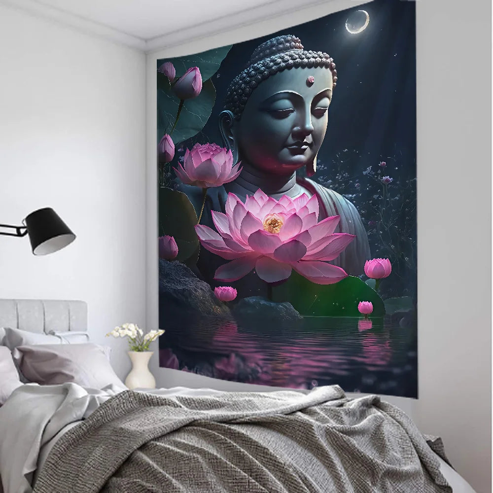 Buddha art tapestry Bohemian mandala home decoration wall hanging cloth outdoor sleeping blanket bed sheets room wall decoration