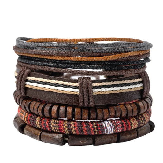 Wholesale Best-selling Multi-layer Buddha Bead Beaded Bracelets Men's Retro Style Multi-layer Elastic Thread Adjustable Wooden