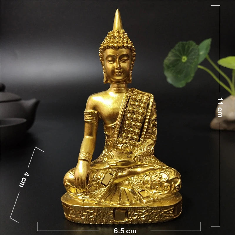 Golden Thailand Buddha Statue Home Garden Decoration Meditation Buddha Sculpture Hindu Fengshui Figurines Ornaments Crafts