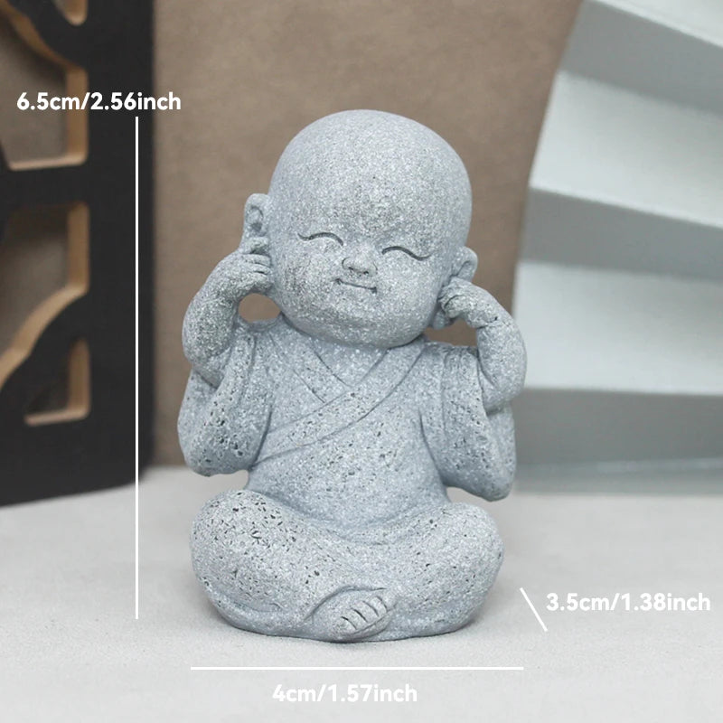 Little Buddhist Monks Tibetan Buddhism Figurines Buddha Stone Statue Garden Car Ornament Meditation Home Aquarium Decoration