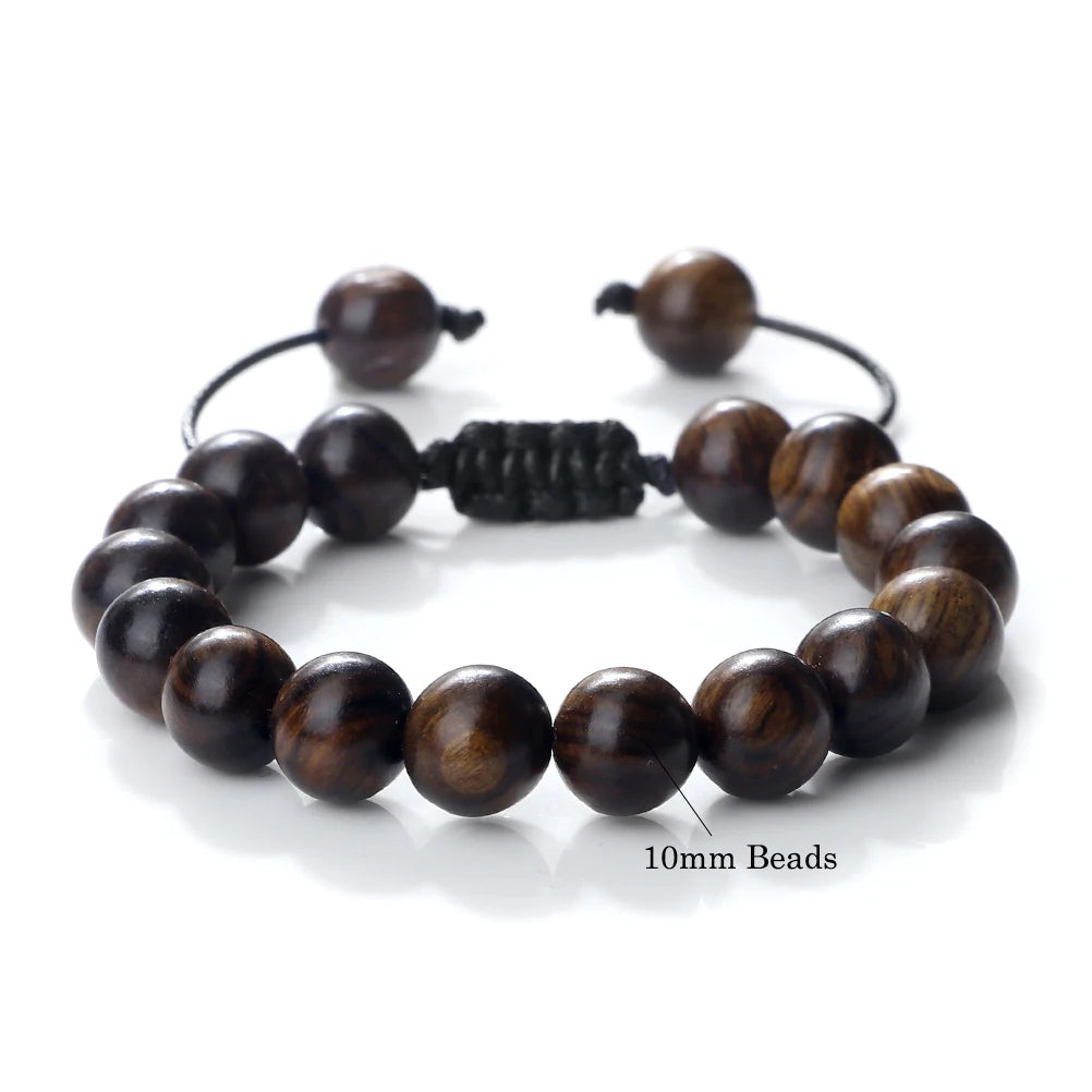 Buddha 6/8/10mm Wooden Beads Vintage Handmade Bracelets Prayer Black Rosewood Bracelet Men Women Yoga Meditation Pulsera Jewelry