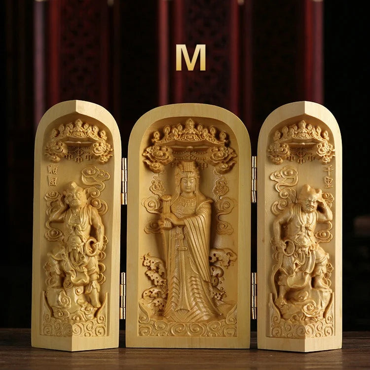 Three Saints Wooden Sculpture - Western Craftsmanship and Detail