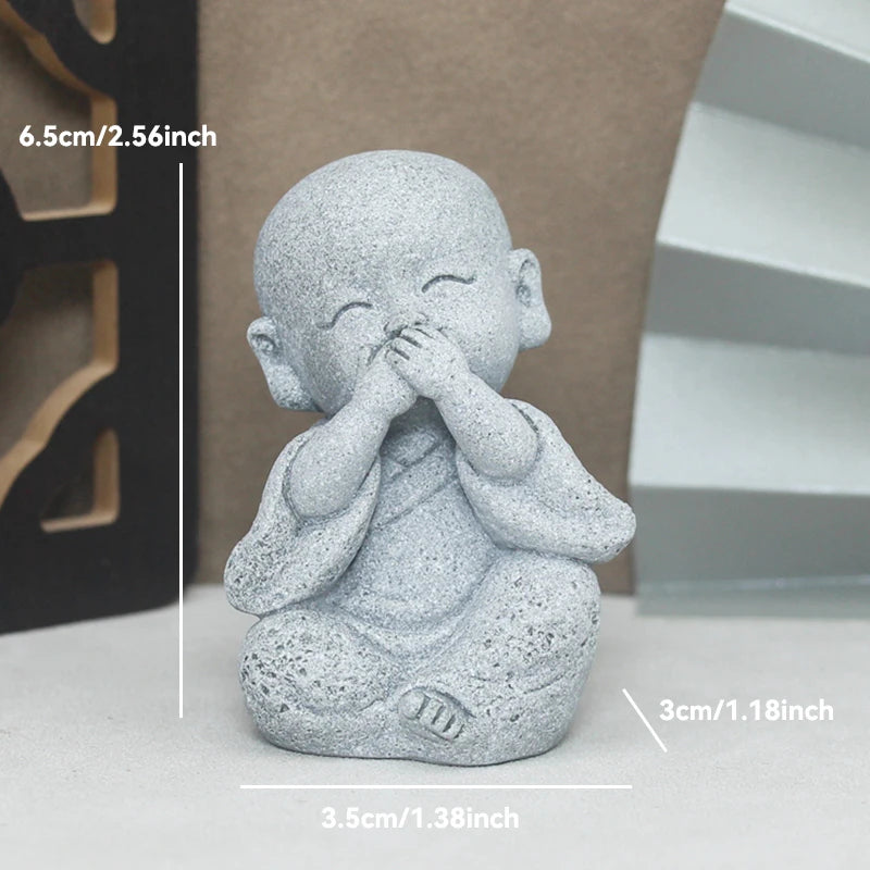 Little Buddhist Monks Tibetan Buddhism Figurines Buddha Stone Statue Garden Car Ornament Meditation Home Aquarium Decoration