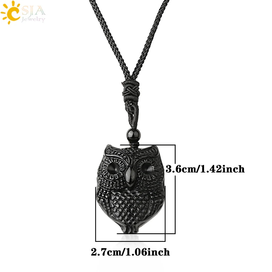 Obsidian Natural Stone Necklace - Wolf Buddha Sculpture for Strength