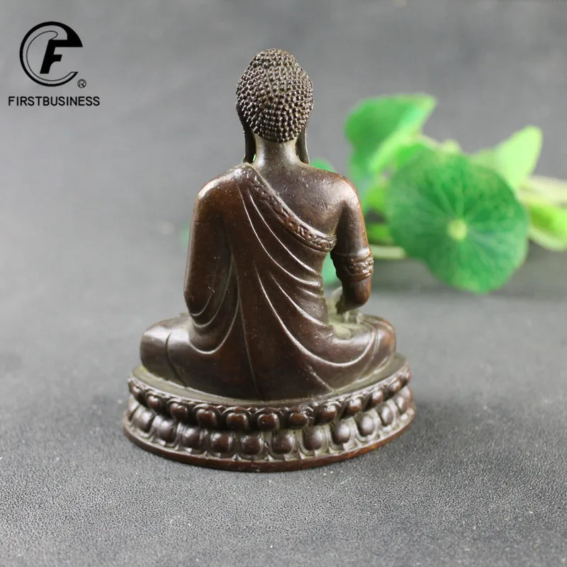 Antique Copper Shakyamuni Buddha Statue Brass Handmade Buddhism Sculpture Hindu Feng Shui Figurines Meditation Home Decorations