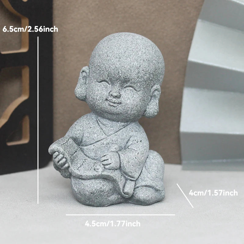 Little Buddhist Monks Tibetan Buddhism Figurines Buddha Stone Statue Garden Car Ornament Meditation Home Aquarium Decoration