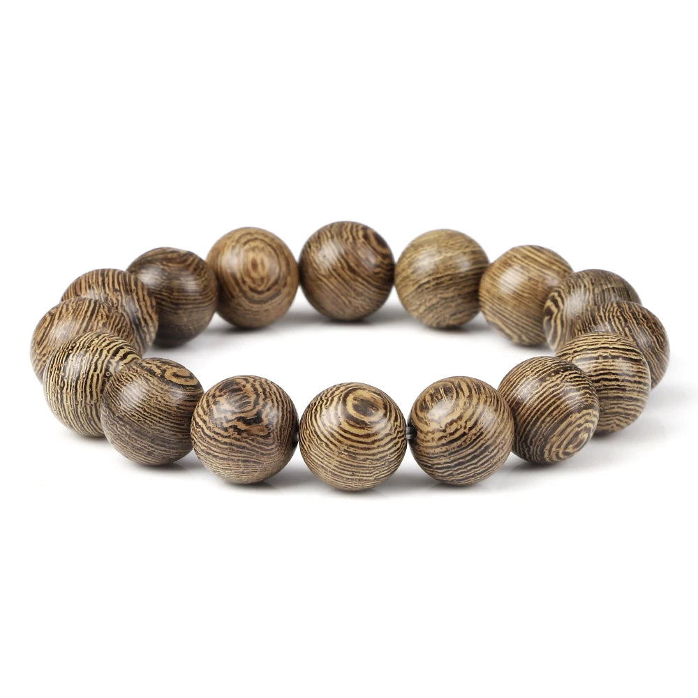 Vintage Men Bracelet 6 8 10 12mm Natural Wood Bead Tibetan Buddha Bracelet Charm Wood Beads Ethnic Tribal Wristbands Men Jewelry