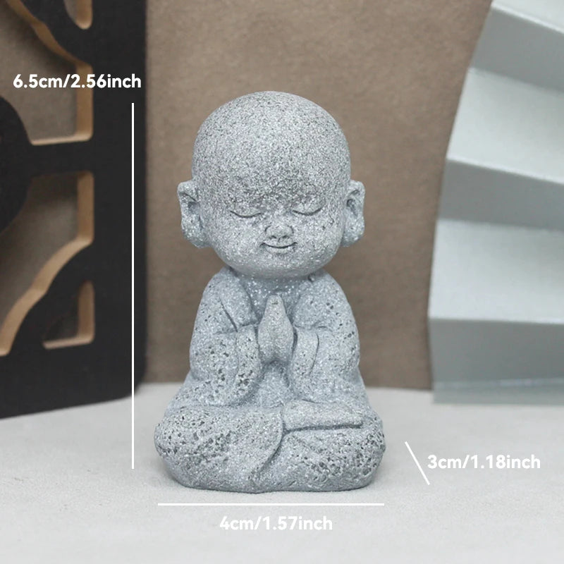 Little Buddhist Monks Tibetan Buddhism Figurines Buddha Stone Statue Garden Car Ornament Meditation Home Aquarium Decoration