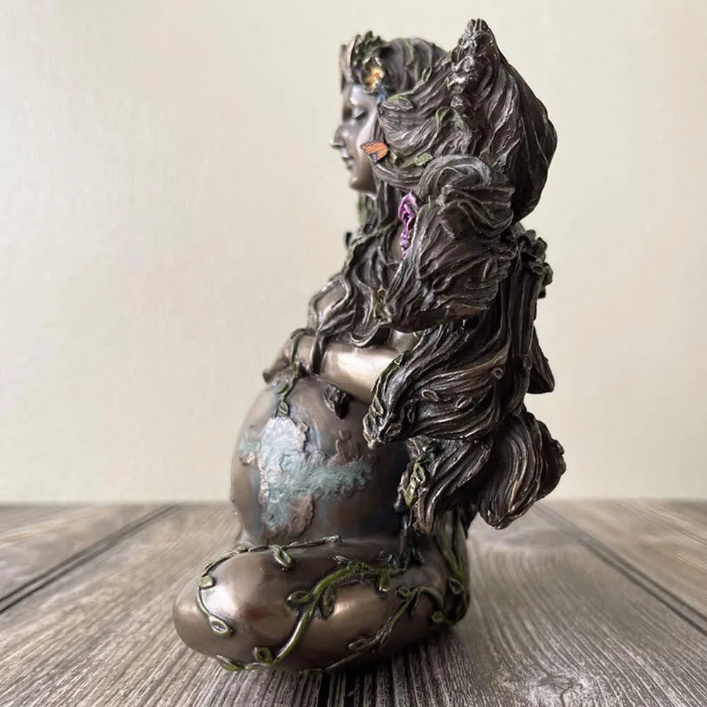 2023 NEW Mother Earth Statue Gaia Fairy with Butterfly Decorative Buddha Figurine Goddess Healing Chakra Meditation